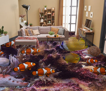 3D Orange And White Fish 1457 Floor Mural  Wallpaper Murals Self-Adhesive Removable Print Epoxy