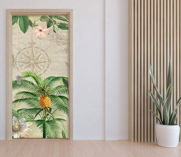 3D Flowers Leaves Pineapple 11957 Andrea Haase Door Mural