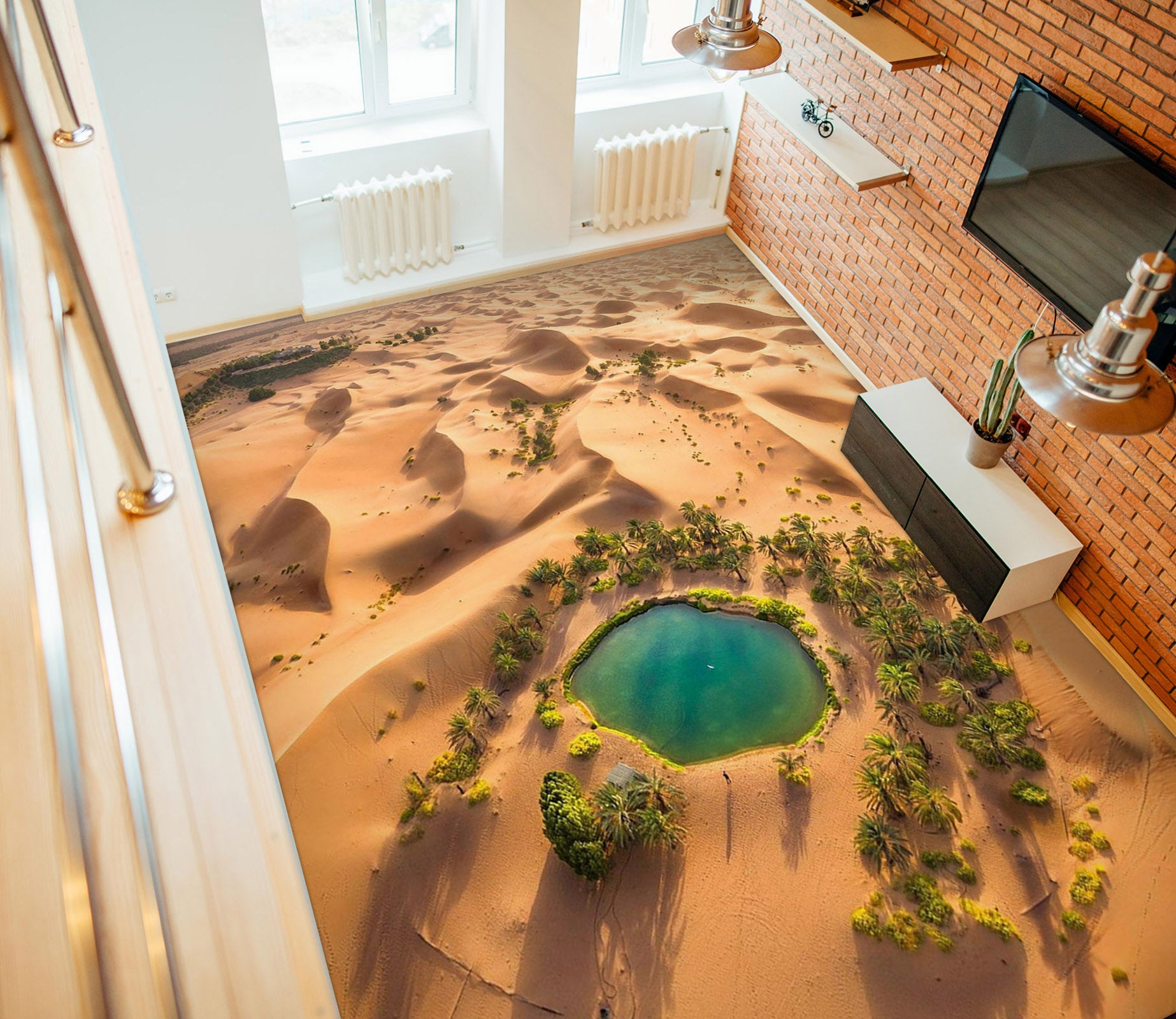 3D Green Lake In The Desert 903 Floor Mural  Wallpaper Murals Rug & Mat Print Epoxy waterproof bath floor