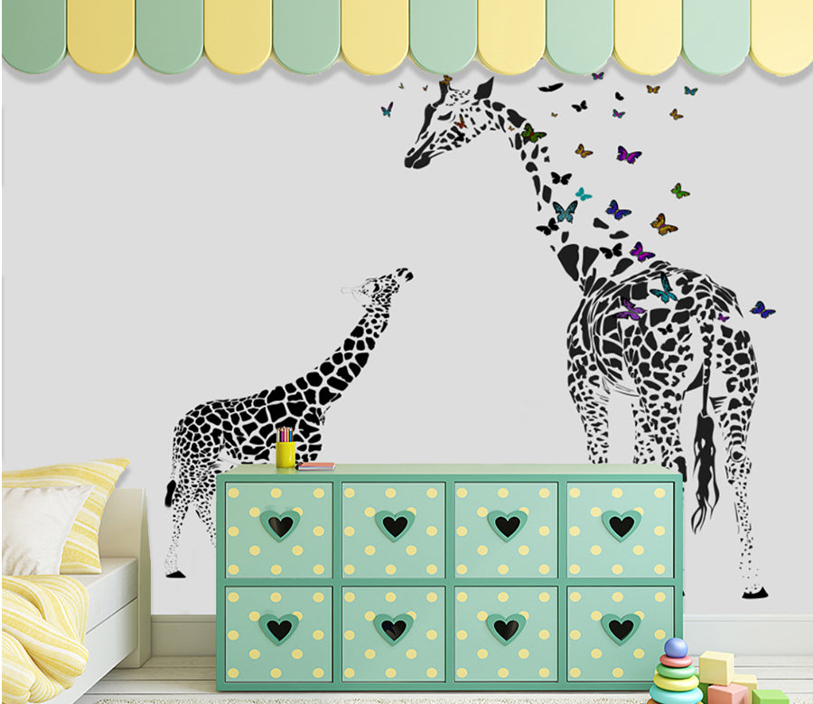 3D Giraffe Butterfly WG280 Wall Murals
