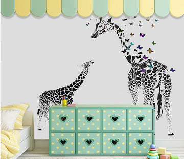 3D Giraffe Butterfly WG280 Wall Murals