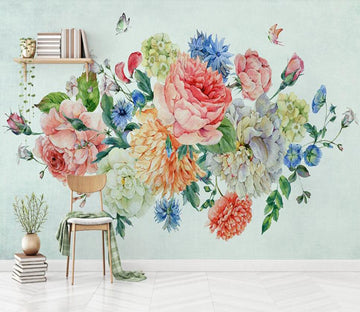3D Colored Clusters Of Flowers 2067 Wall Murals