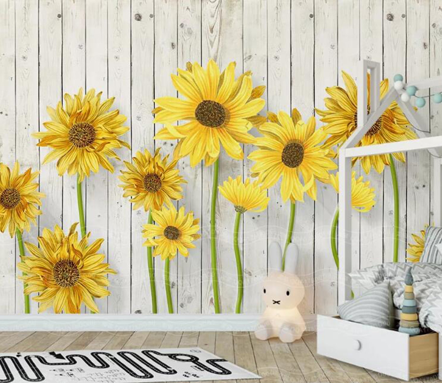 3D Yellow Daisy WC72 Wall Murals Wallpaper AJ Wallpaper 2 