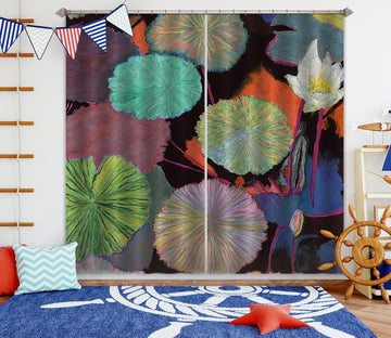 3D Lotus Pond 287 Allan P. Friedlander Curtain Curtains Drapes