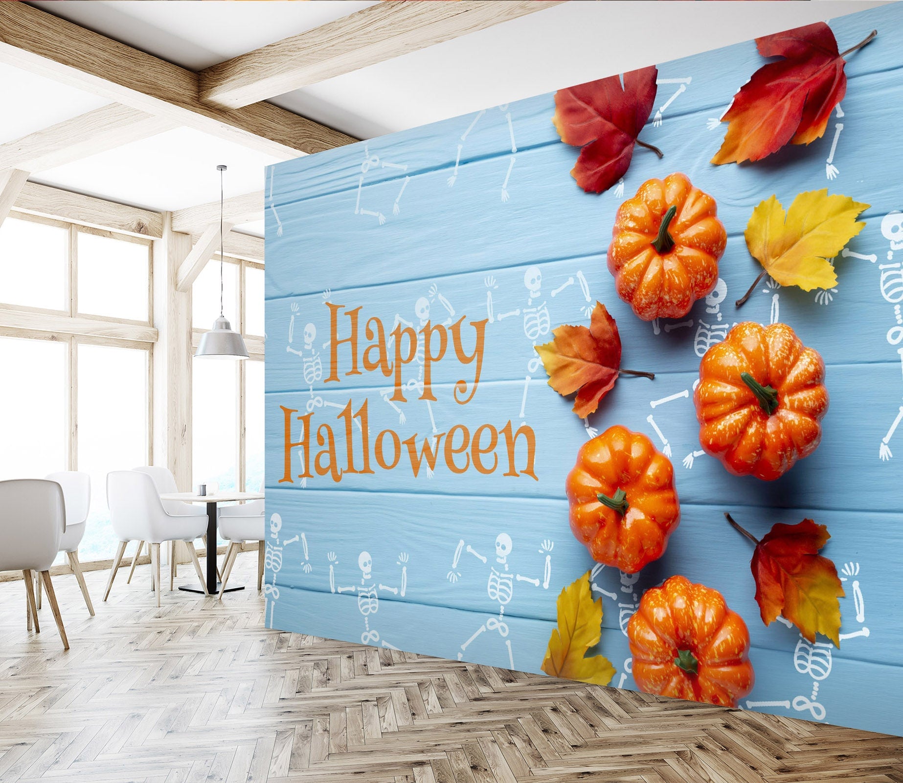 3D Cute Pumpkin Leaf 1013 Halloween Wall Murals Wallpaper AJ Wallpaper 2 