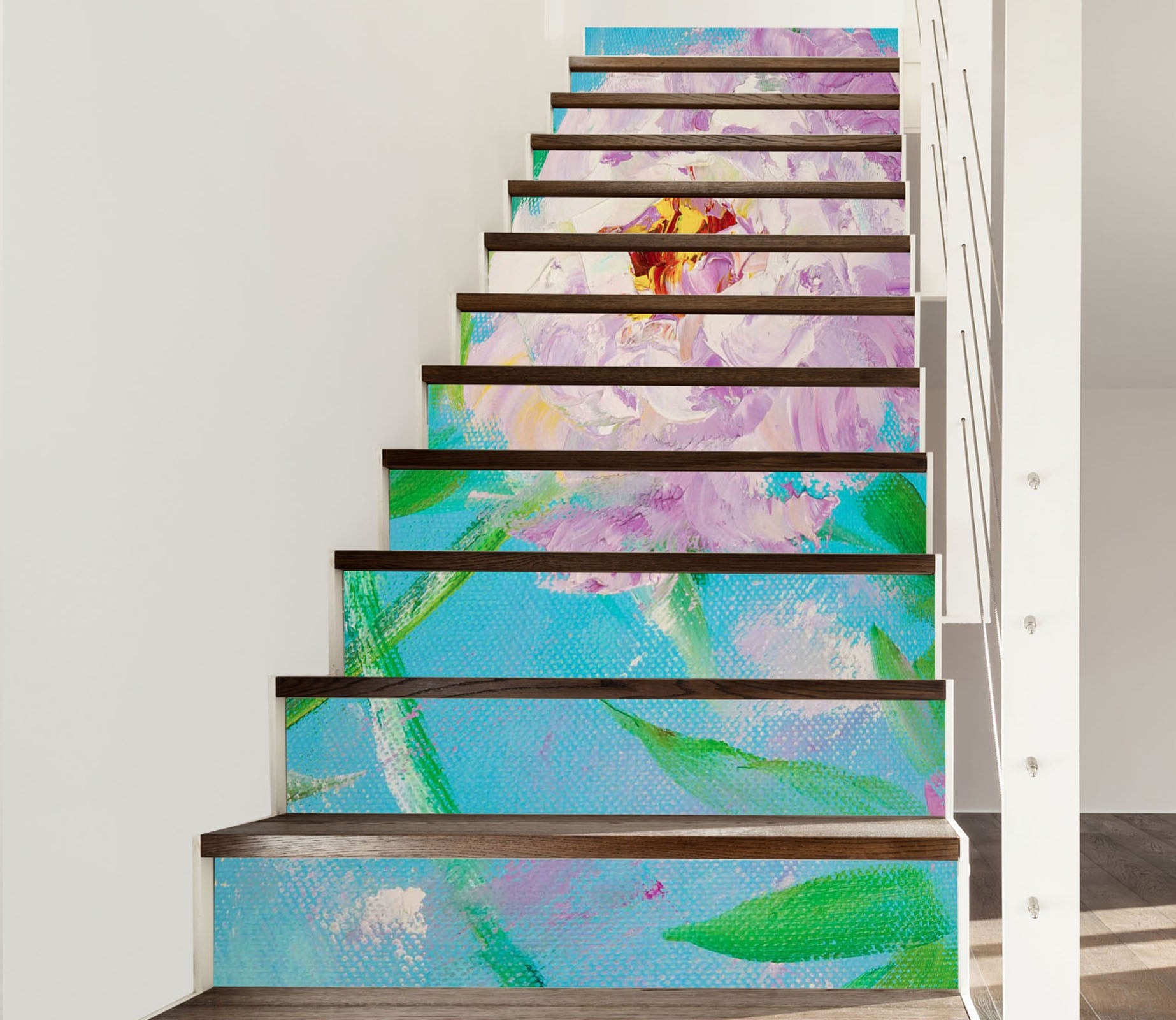 3D Pink Flower Leaves 2146 Skromova Marina Stair Risers