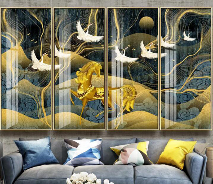 3D Crane Horse WC2364 Wall Murals
