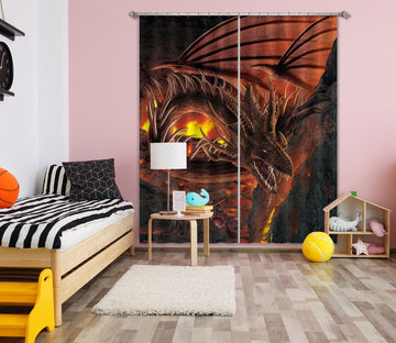 3D HellFire Dragon 042 Vincent Hie Curtain Curtains Drapes