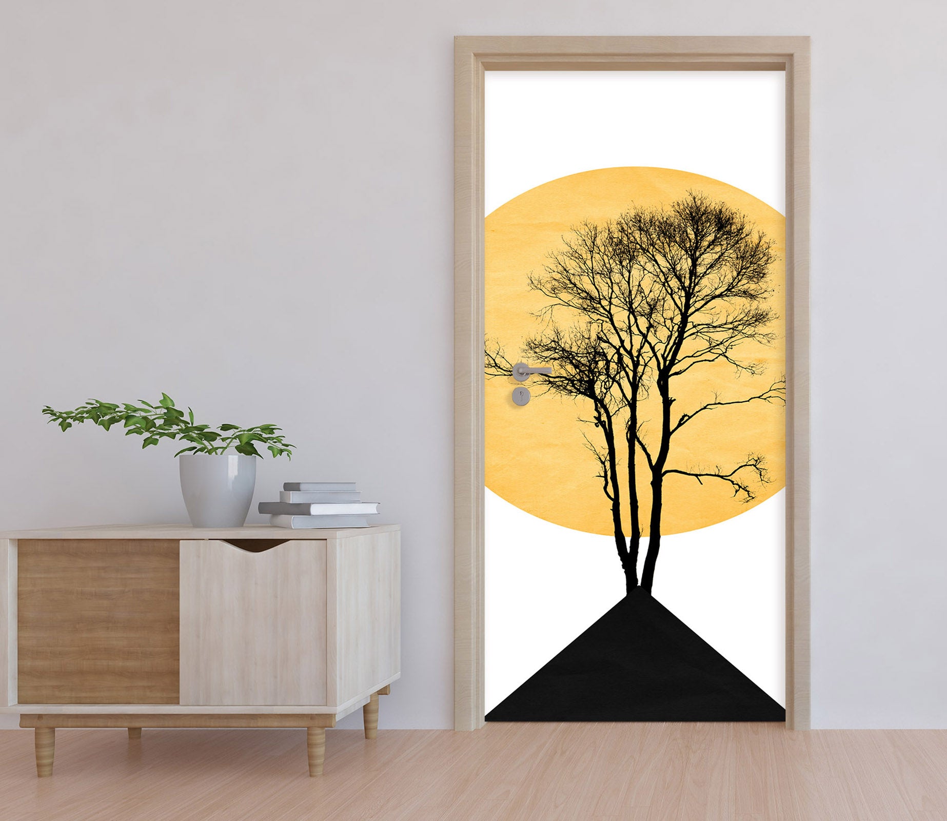 3D Sun Trees Hillside 10137 Boris Draschoff Door Mural