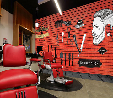 3D Short Hair Style 1471 Barber Shop Wall Murals