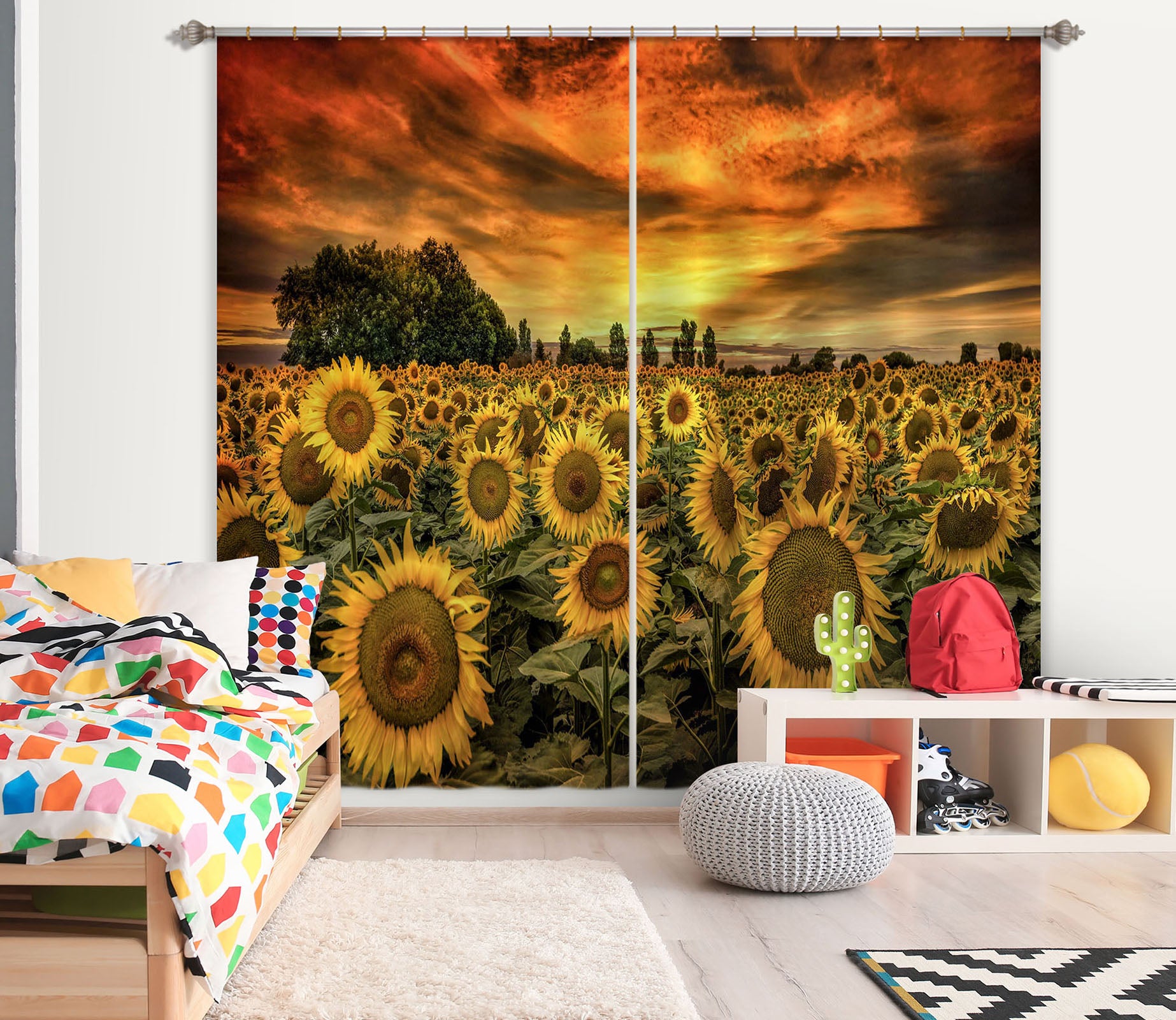 3D Sunflower Garden 179 Marco Carmassi Curtain Curtains Drapes