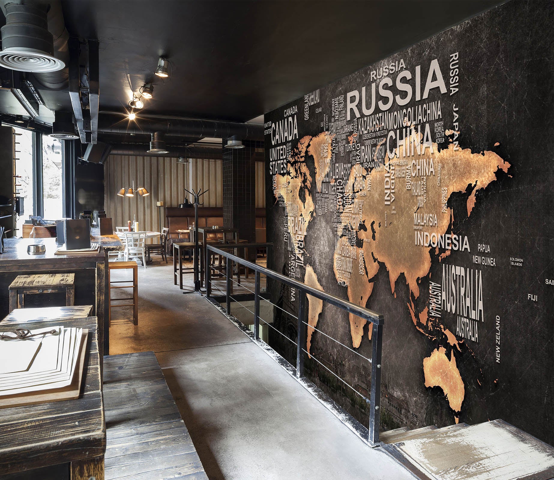 3D Artistic Alphabet 2015 World Map Wall Murals