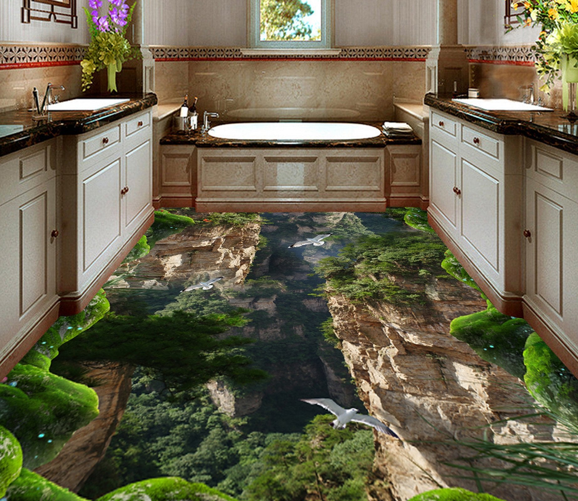 3D Valley Forest WG052 Floor Mural Wallpaper AJ Wallpaper 2 