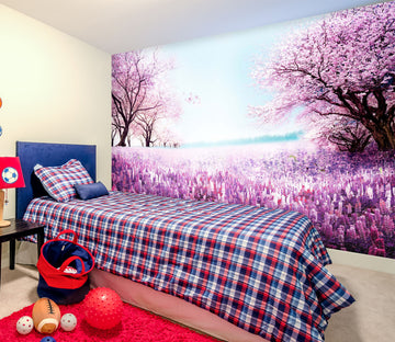 3D Purple Flowers 1612 Wall Murals