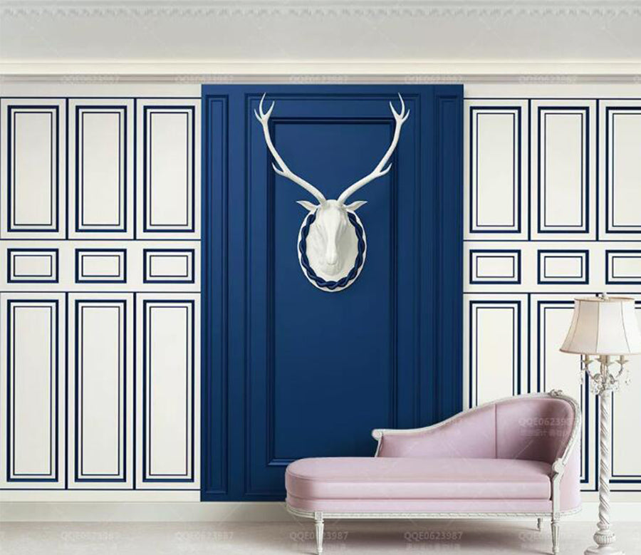 3D White Deer Head WC196 Wall Murals