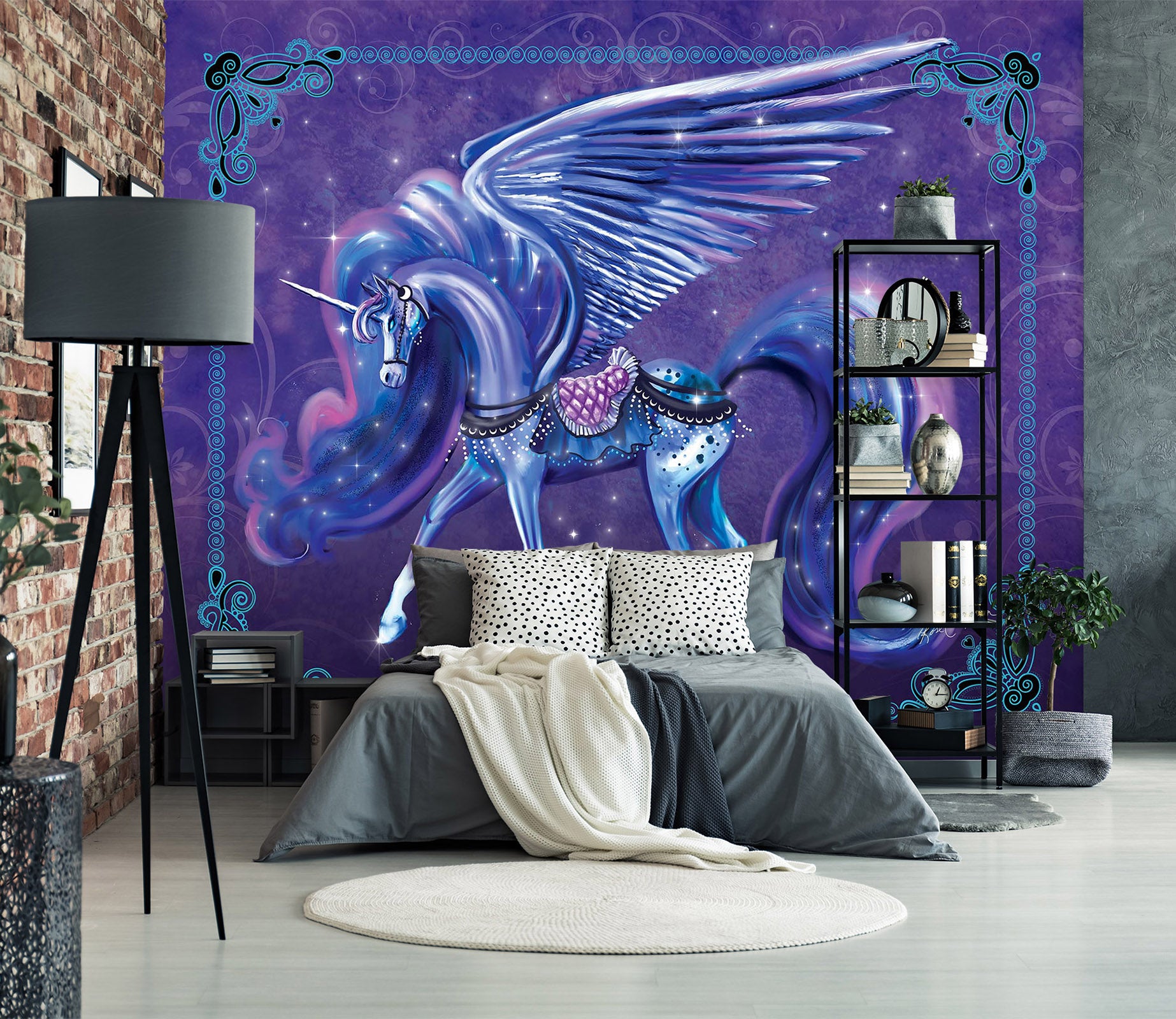 3D Unicorn Wings 103 Rose Catherine Khan Wall Mural Wall Murals
