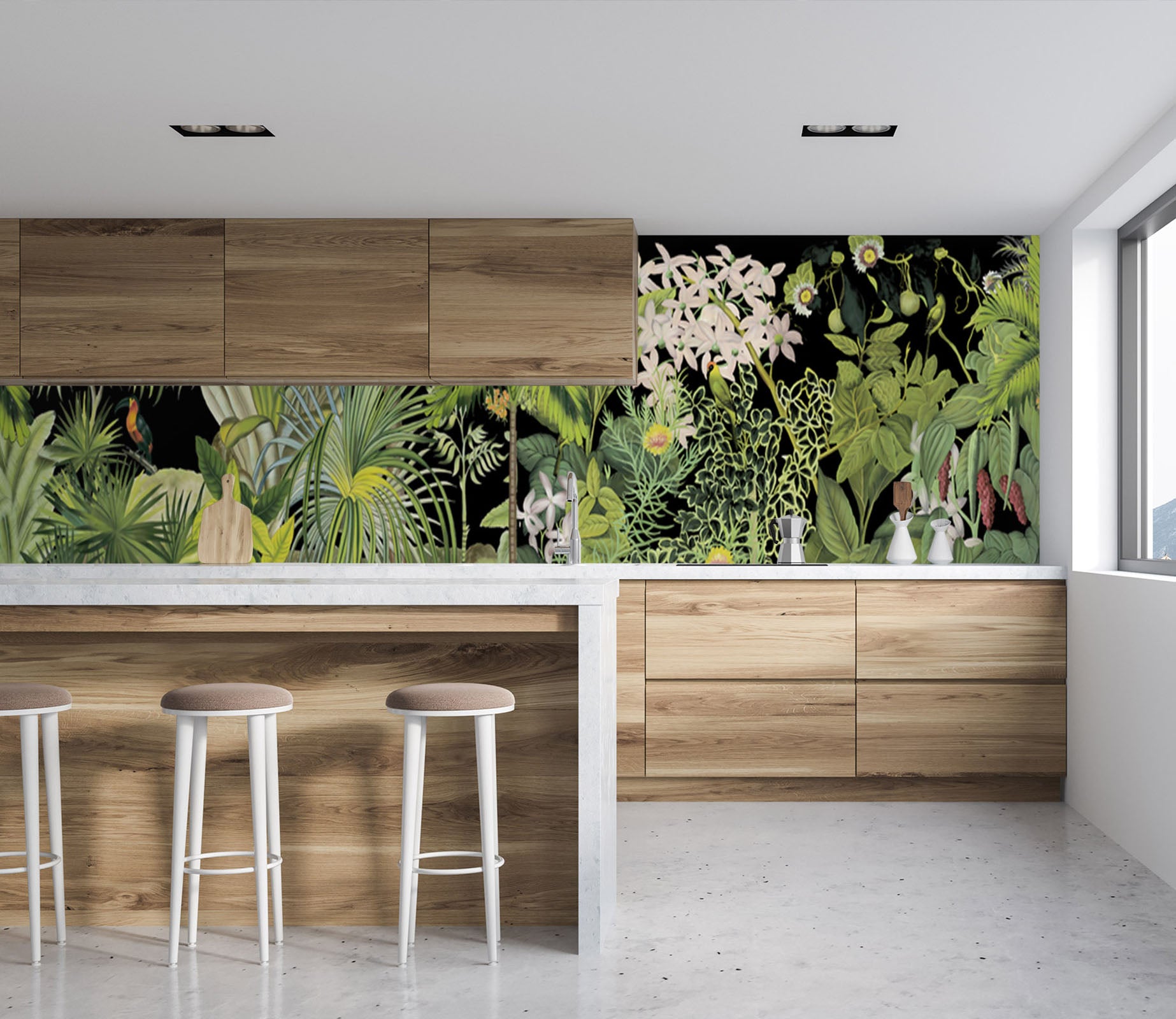 3D Pink Flower Parrot 1519 Wall Murals