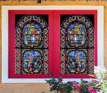 3D Religious Ceremony 252 Window Film Print Sticker Cling Stained Glass UV Block