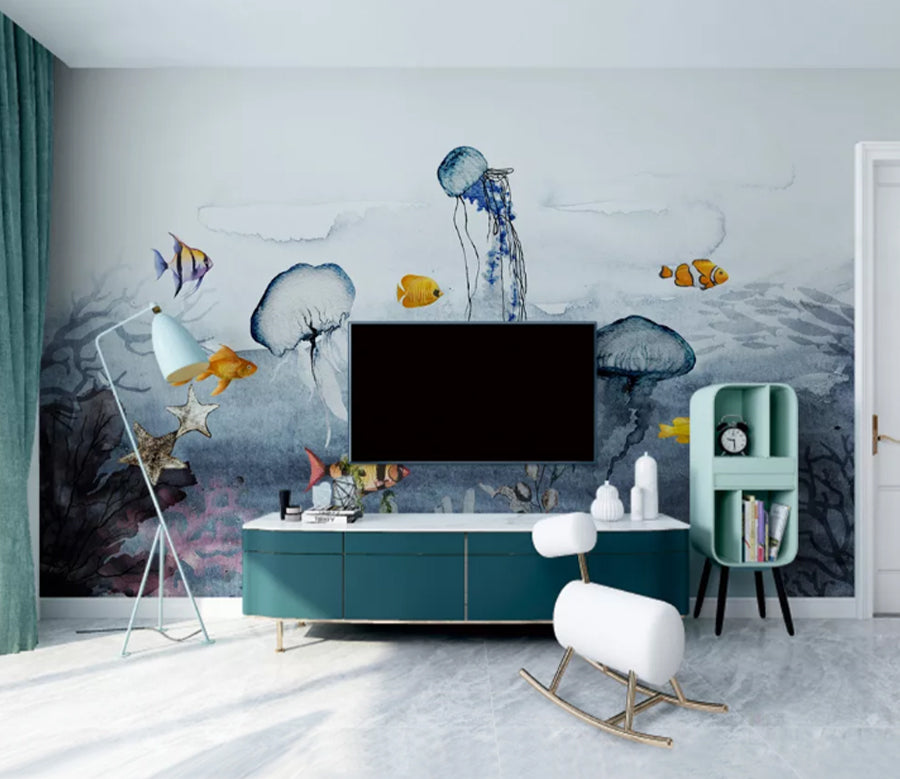 3D Jellyfish Fish WC2181 Wall Murals