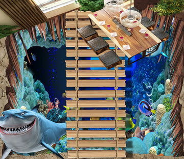 3D Ocean Wooden Bridge 333 Floor Mural  Wallpaper Murals Rug & Mat Print Epoxy waterproof bath floor
