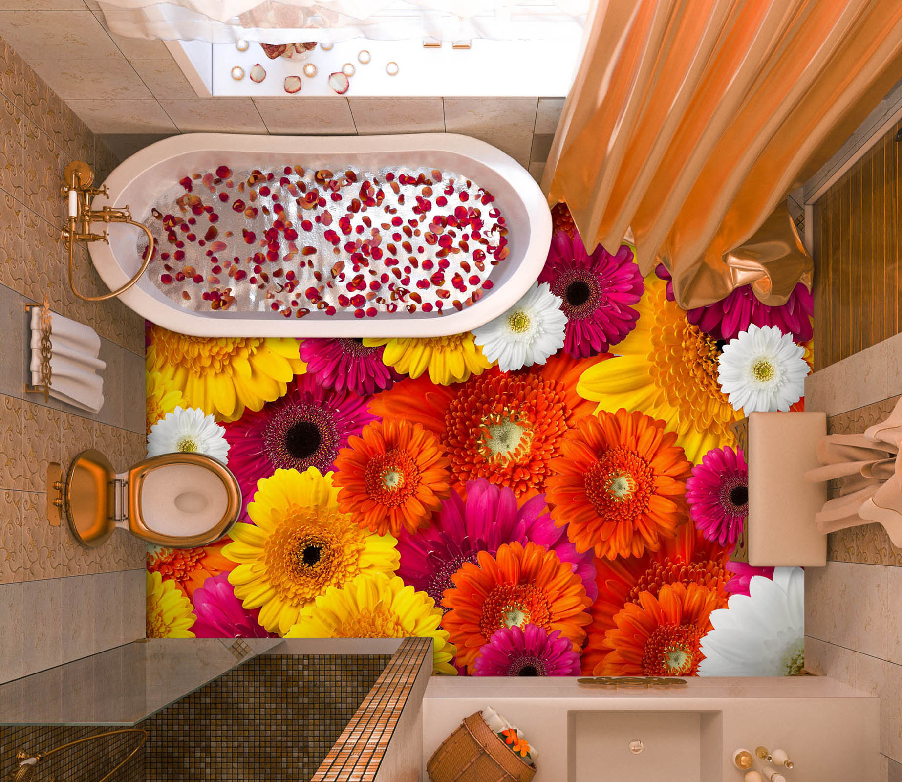 3D Bright Chrysanthemum 320 Floor Mural  Wallpaper Murals Rug & Mat Print Epoxy waterproof bath floor