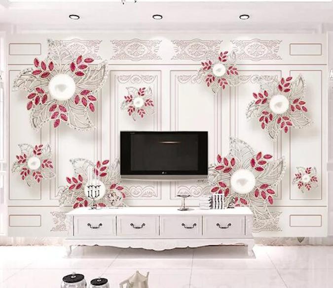 3D Pearl Flower 229 Wall Murals Wallpaper AJ Wallpaper 2 