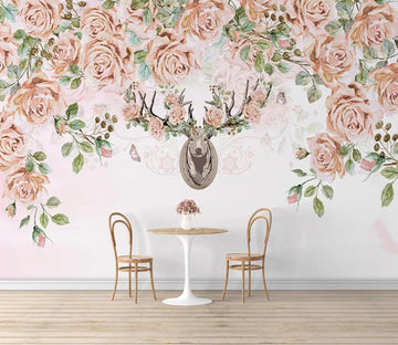 3D Flower Elk WC28 Wall Murals Wallpaper AJ Wallpaper 2 