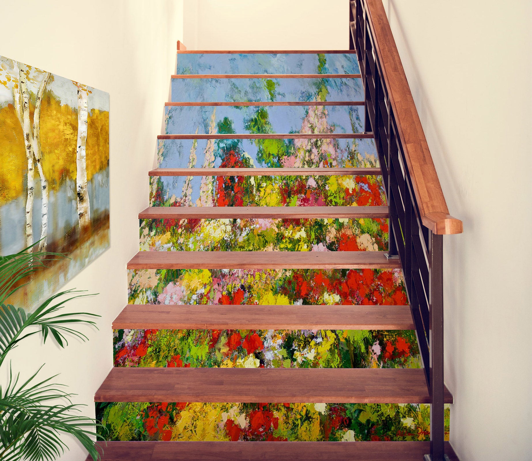 3D Red Flower Bush 9017 Allan P. Friedlander Stair Risers