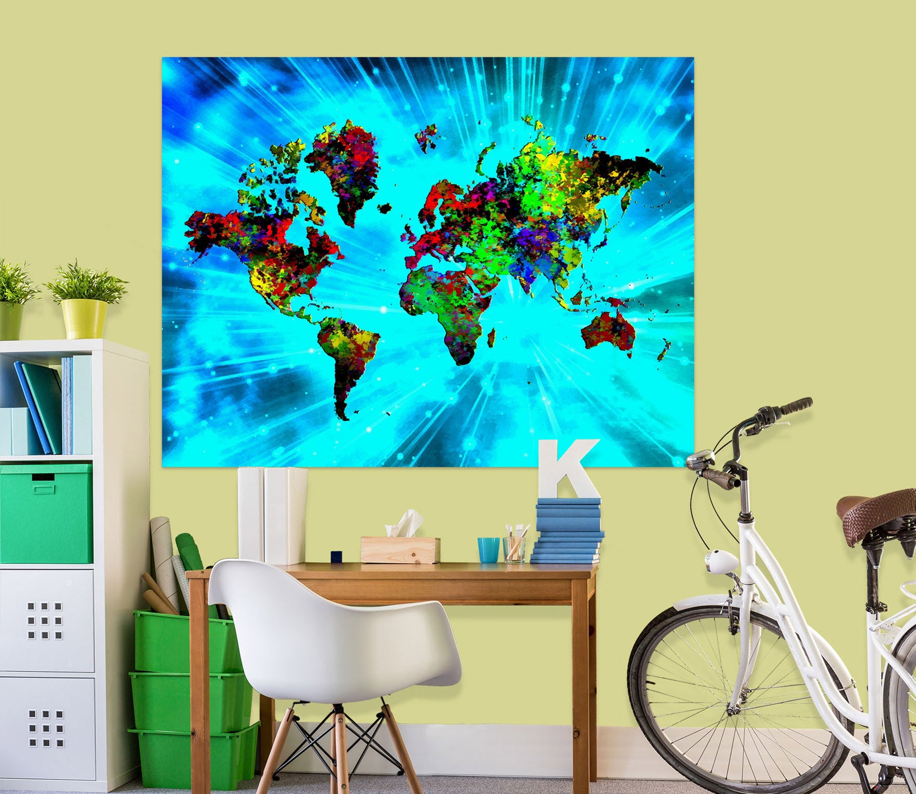 3D Color Island 253 World Map Wall Sticker