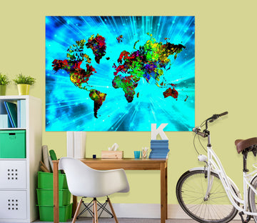 3D Color Island 253 World Map Wall Sticker