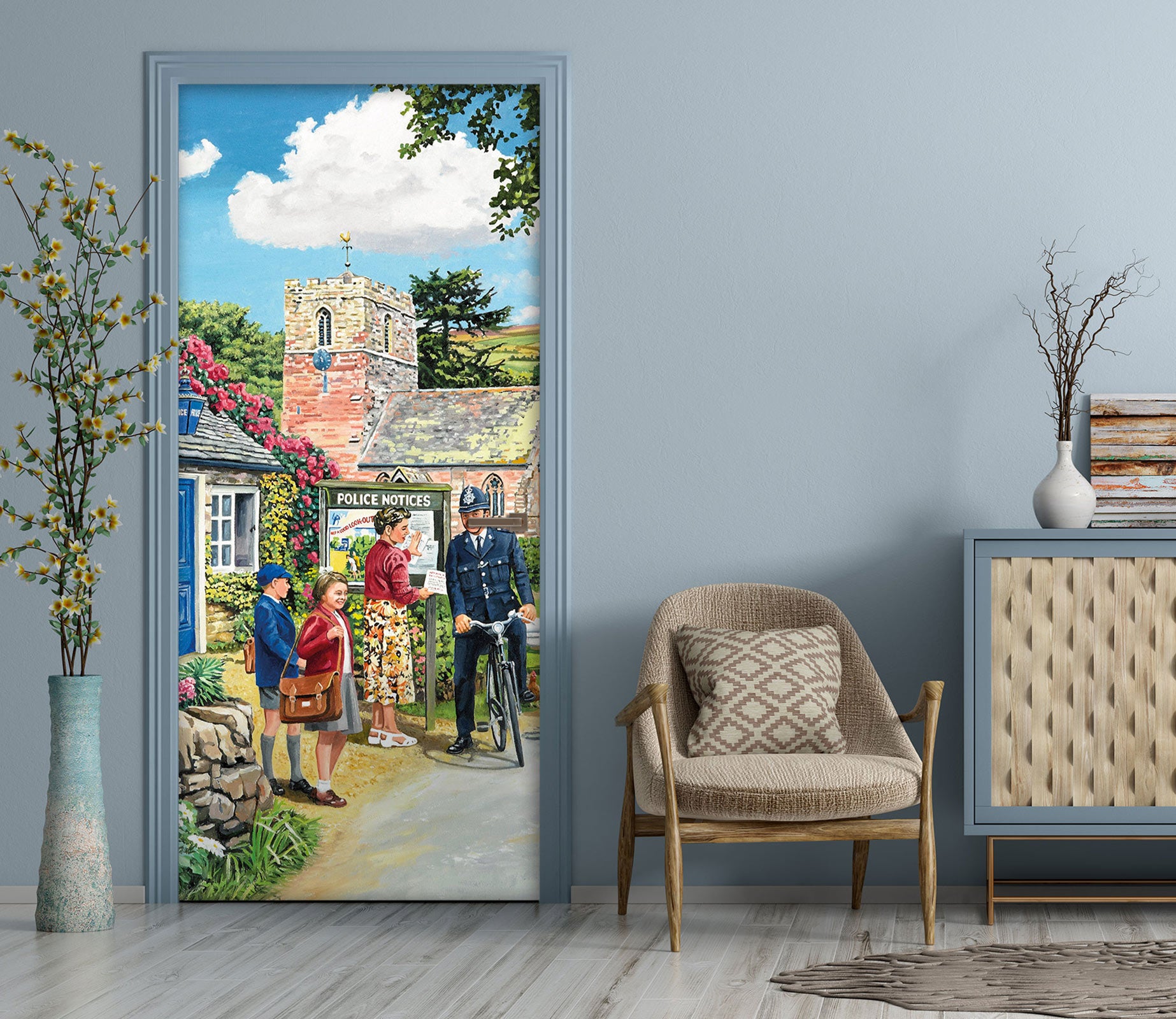 3D People Houses 103165 Trevor Mitchell Door Mural