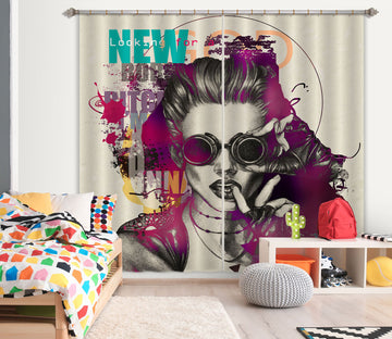 3D Cool Girl 774 Curtains Drapes