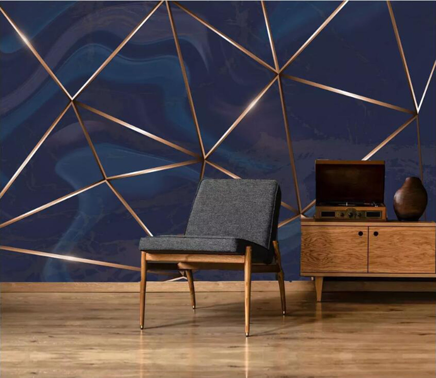 3D Golden Geometry WC30 Wall Murals Wallpaper AJ Wallpaper 2 