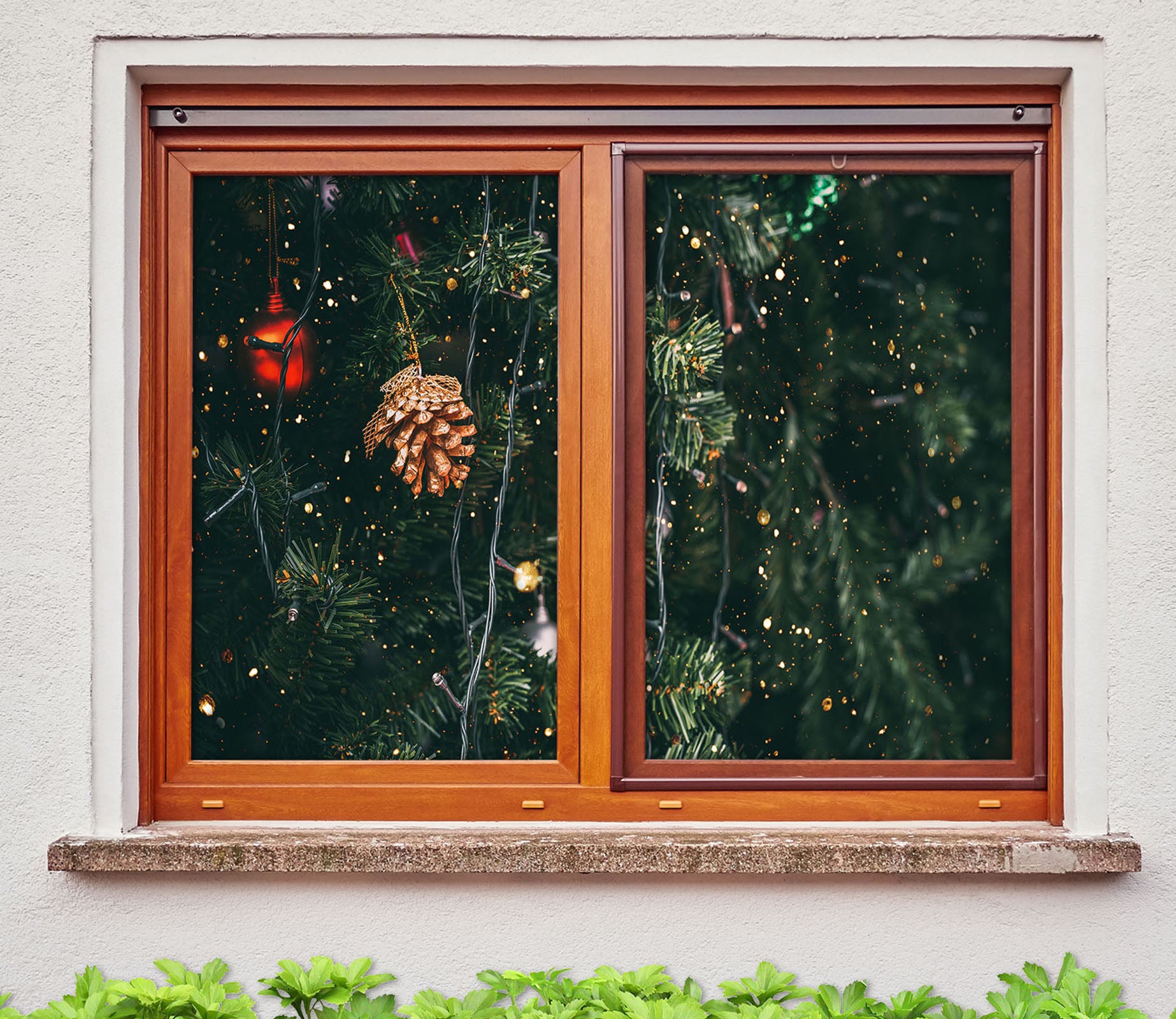 3D Christmas Tree Branches 30123 Christmas Window Film Print Sticker Cling Stained Glass Xmas