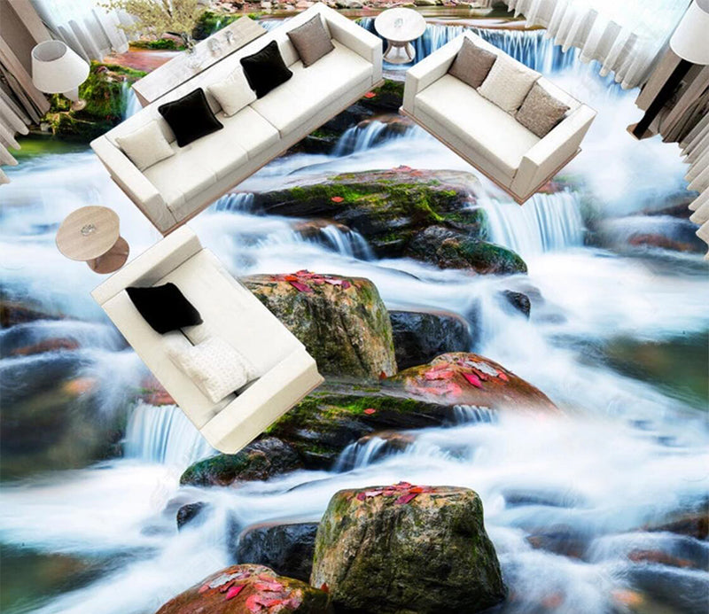 3D Majestic Waterfall 050 Floor Mural  Self-Adhesive Sticker Bathroom Non-slip Waterproof Flooring Murals