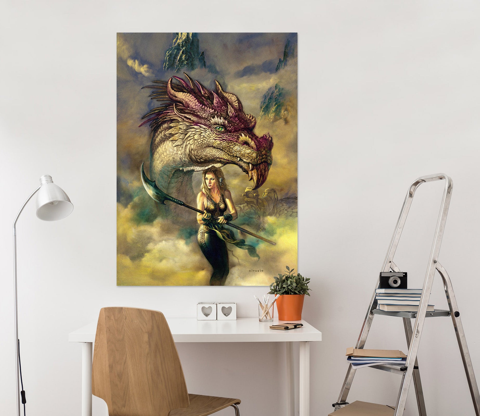 3D Dragon Woman 8135 Ciruelo Wall Sticker