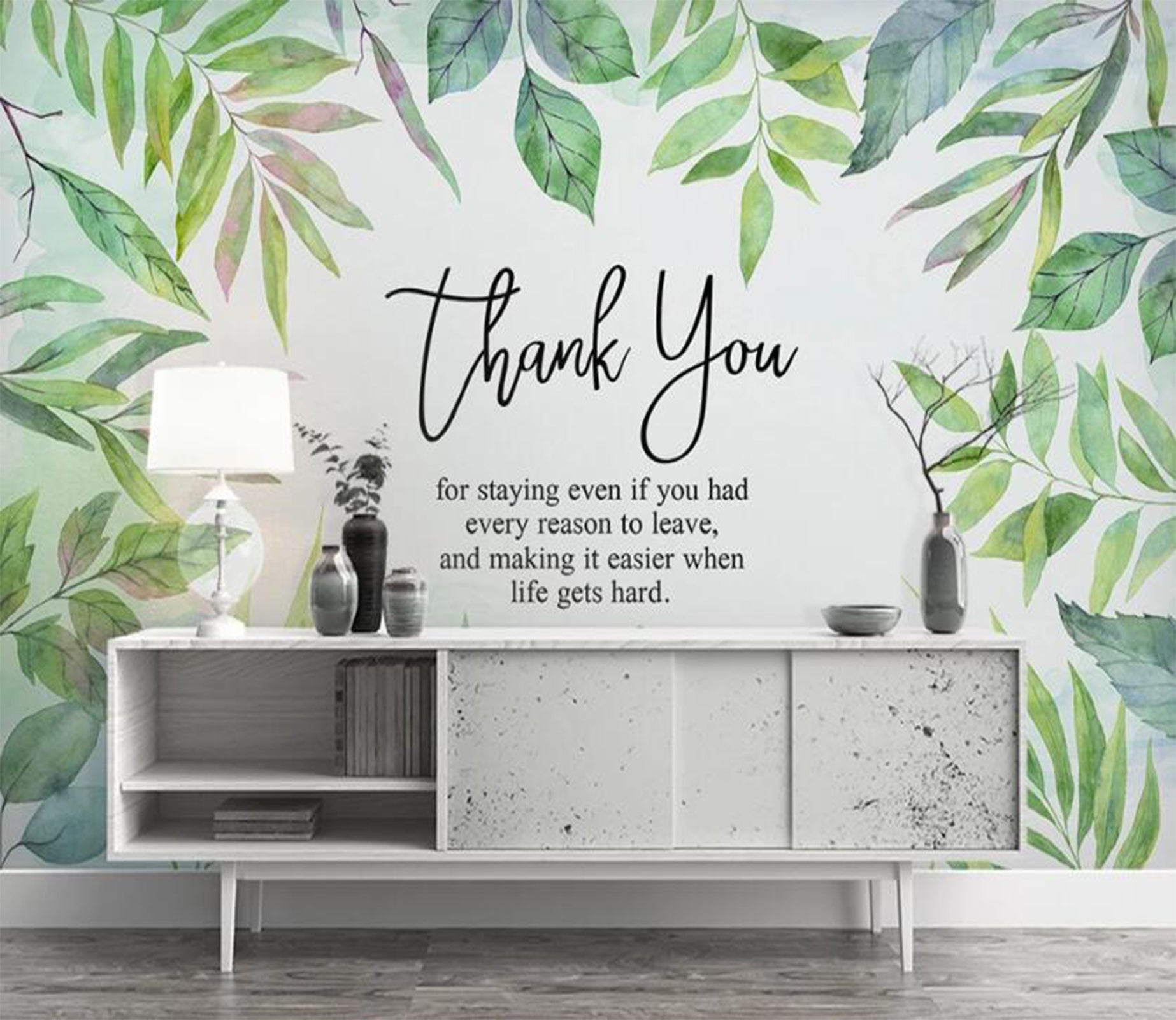 3D Thanks In Green 2389 Wall Murals