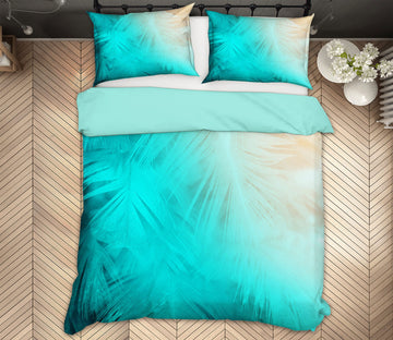 3D Blue Feather 72014 Bed Pillowcases Quilt