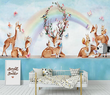 3D Rainbow Antler Flowers 1107 Wall Murals