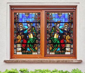 3D Bible Lion 234 Window Film Print Sticker Cling Stained Glass UV Block