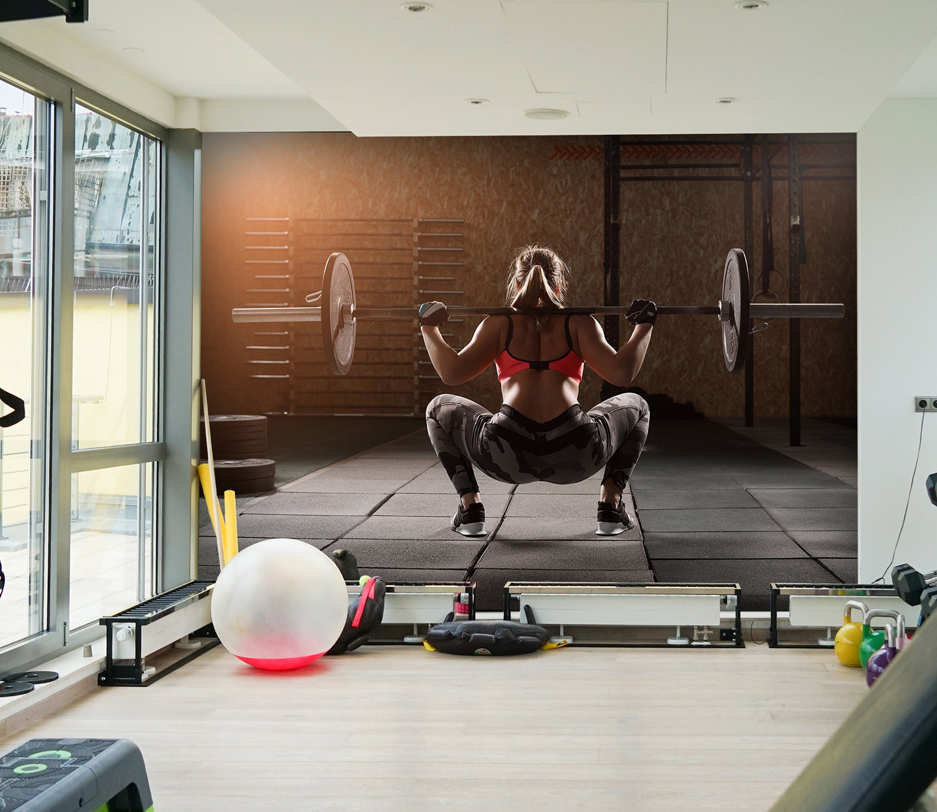 3D Squat Dumbbell 038 Wall Murals Wallpaper AJ Wallpaper 2 