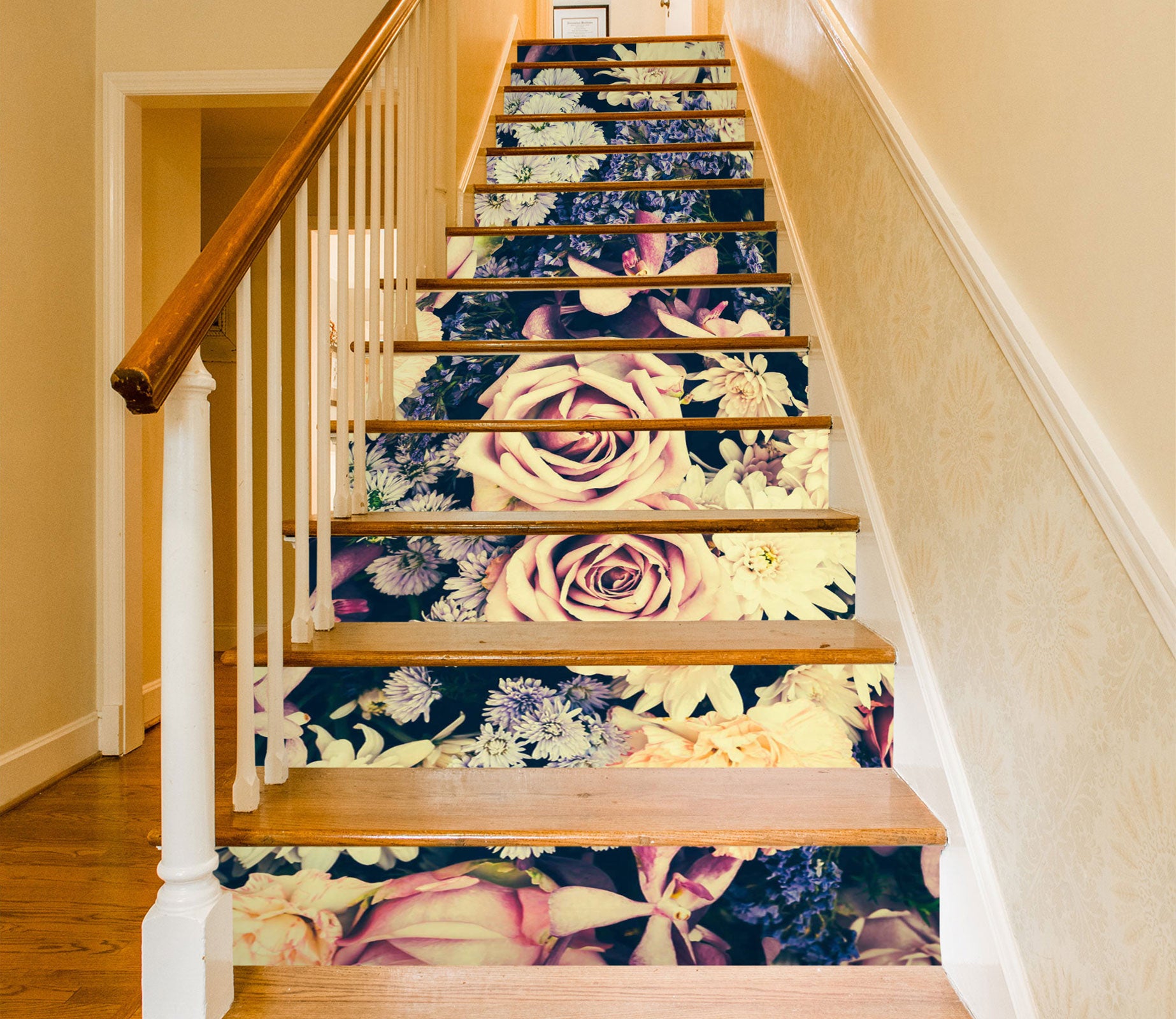 3D Faded Sad Roses 448 Stair Risers