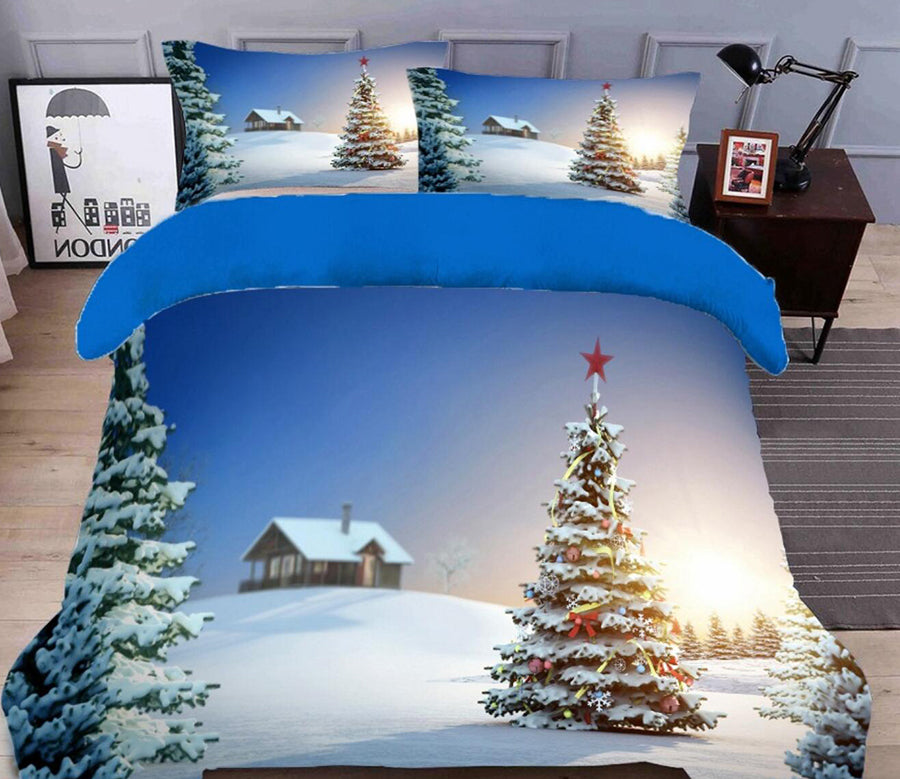 3D Snow Tree House 32043 Christmas Quilt Duvet Cover Xmas Bed Pillowcases