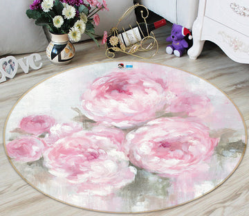 3D Pink Flowers 1191 Debi Coules Rug Round Non Slip Rug Mat