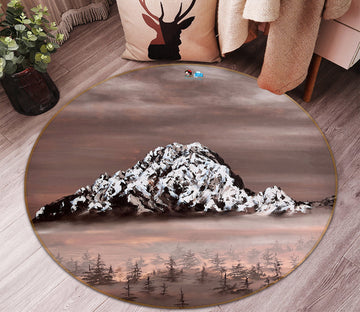 3D Snow Mountain Fog Forest 9735 Marina Zotova Rug Round Non Slip Rug Mat