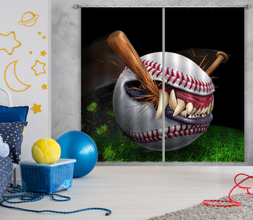 3D Teeth Baseball 5050 Tom Wood Curtain Curtains Drapes
