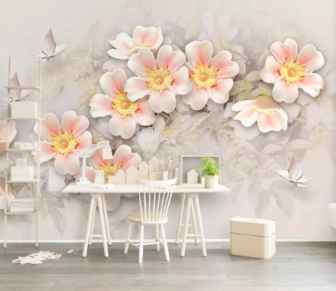 3D Flower Butterfly 352 Wall Murals Wallpaper AJ Wallpaper 2 