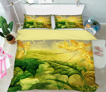 3D Leaves Golden Elf 7014 Ciruelo Bedding Bed Pillowcases Quilt