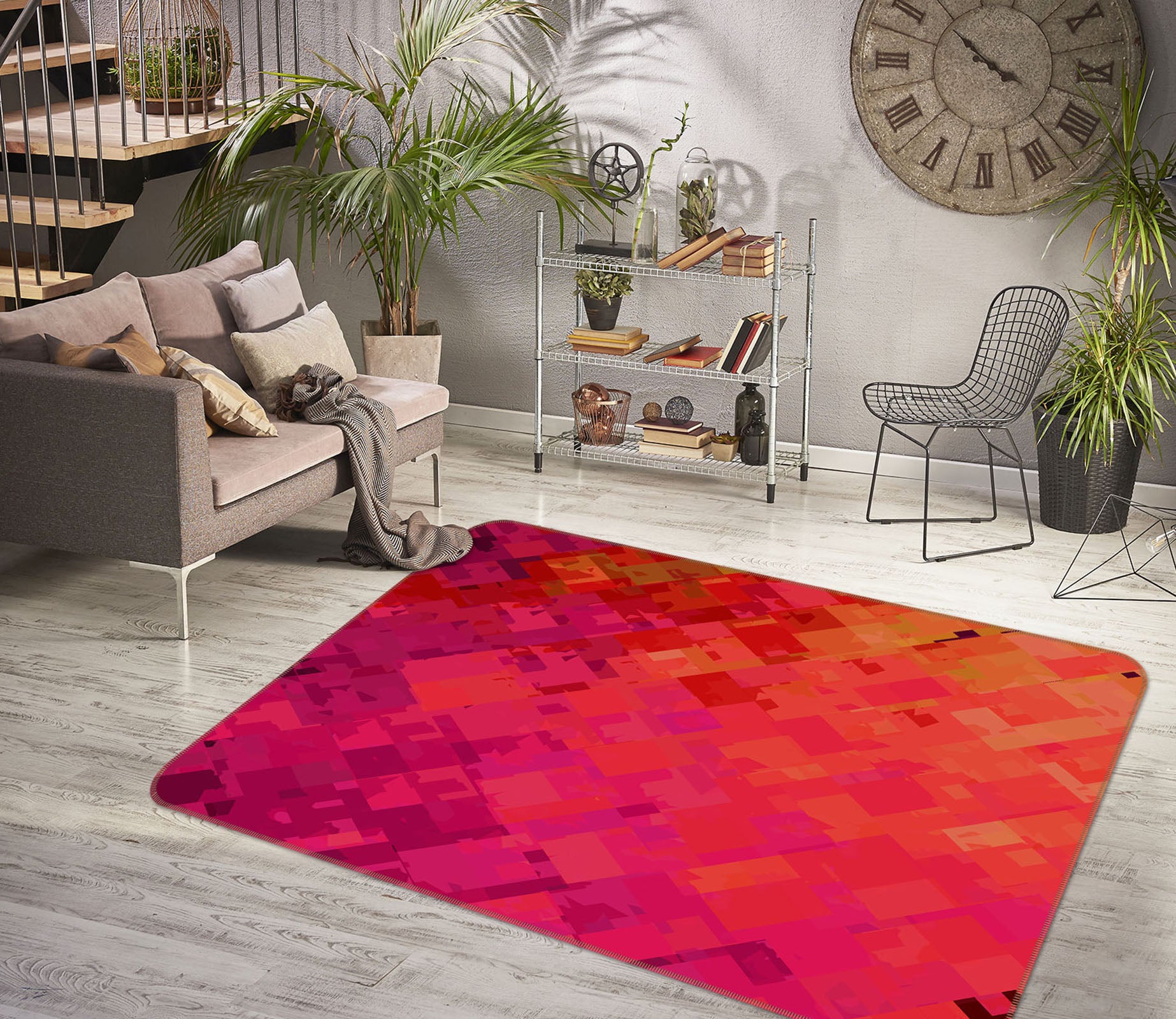 3D Orange Red Graffiti 1006 Shandra Smith Rug Non Slip Rug Mat