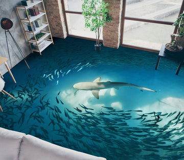 3D Light And Shark 651 Floor Mural